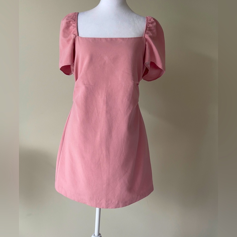 Zara Pink Mini Dress with Square Neckline Size Large EUC - Picture 4 of 7